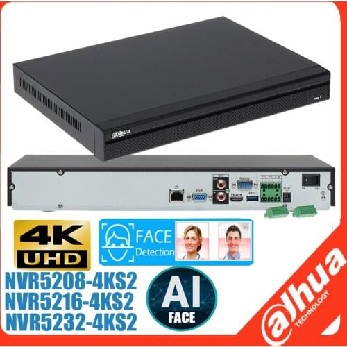 Mutil language Dahua AI face NVR DH-NVR5208-4KS2 DH-NVR5216-4KS2 DH-NVR5232-4KS2 4K Network Video Recorder 12MP camera support