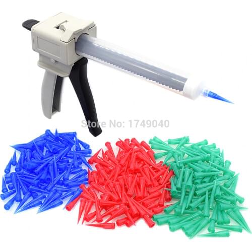 Manual Caulking Gun Applicator 55ml Glue Gun with 18G 22G 25G Tapered Dispensing Needle Tips 55cc Glue Dispenser Syringe Barrel