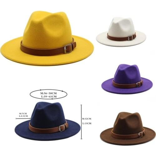 Fedoras spring and summer woolen hat British classic jazz hat ladies fashion all-match flat brim hat couple hat outdoor travel