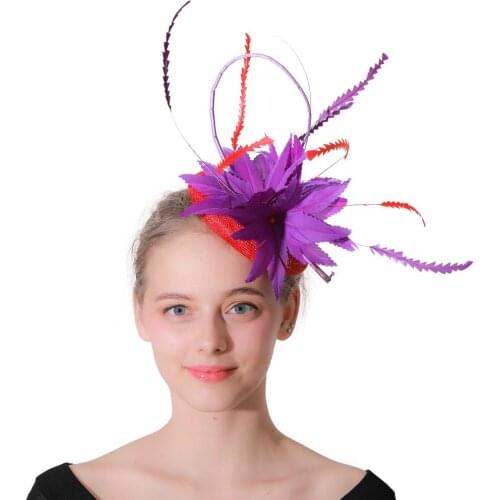 Bridal Sinamay Fascinator Headband Wedding Women Hat Hair Accessories Feathers For Kentucky Derby Church Wedding Party Headwear