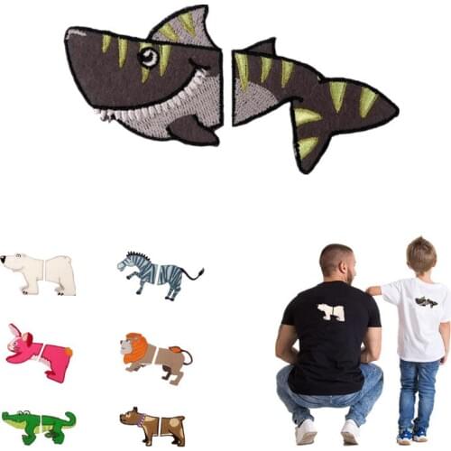 Clothing Diy Embroidery biker Patch Animal Shark Deal with it Iron on Patches for Clothes Stickers Strange things Free Shipping