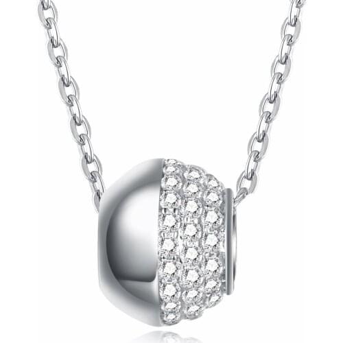 ZEMIOR 925 Sterling Silver Ball Pendant Necklaces For Women Shining 5A Cubic Zirconia Necklace Silver Jewelry New Arrival