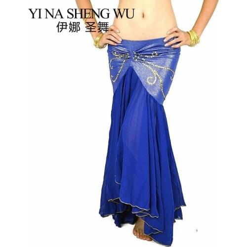 New Belly Dancing Clothes Professional Dance Long Fish Tail Skirts Chiffon Women Wrapped Belly Dance Performance Skirt 10 Colors