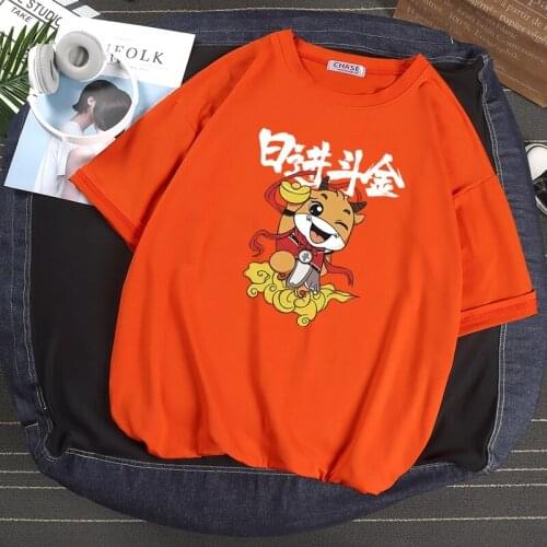 Womens T Shirts Chinese Style Fashion Streetwear Harajuku Half Sleeve Tops Casual Women Clothing Cartoon Graphic T Shirts Women