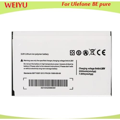 10pcs/lot For Ulefone Be Pure Battery Batterie Bateria Batterij Accumulator AKKU 2000mAh High Quality