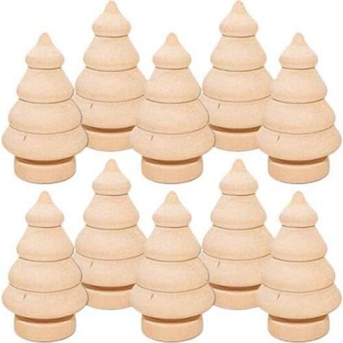 20Pcs Unfinished Wood Christmas Tree, Blank Wooden Peg Dolls for Arts and Crafts Children Kid Graffiti Drawing Toy