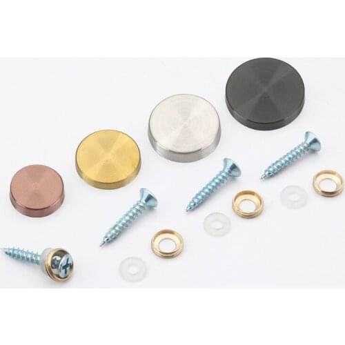 4Set 304 stainless steel mirror screw cap Decor Cover Golden Flat Advertisement upholstery nails Glass Fastener Hooks Hardware