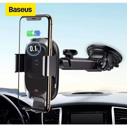 Baseus 10W Wireless Charger Auto Car Phone Holder For iPhone 12 11 Pro Xs Max XR Car Phone Satnd For 4-6.5 inch Smartphone