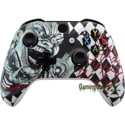 EXtremeRate Joker Soft Touch Faceplate Cover Front Housing Shell Case Replacement Kit for Xbox One S & for Xbox One X Controller