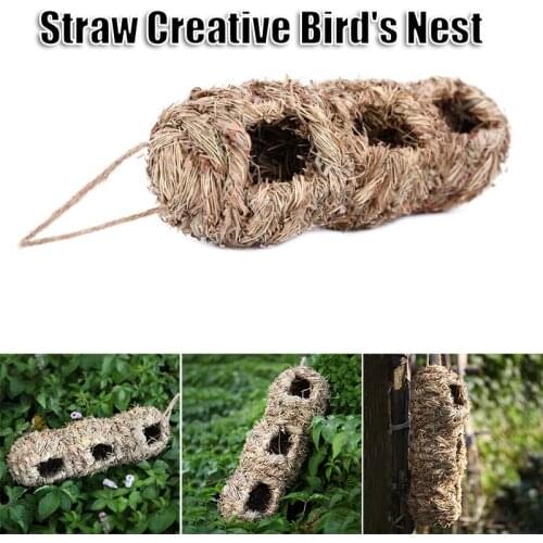 Hand Woven Bird House Outdoor Grass Hanging Comfortable Bird Hut Creative Decoration for Garden Courtyard D1