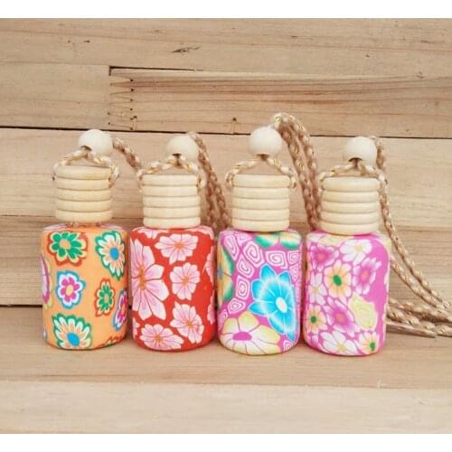 DHL Free Shipping 120pcs/lot 5ml essential oil bottle pendant glass+polymer clay reuse Empty perfume bottle