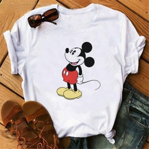 Disney Mickey Minnie T-shirt Cartoon Summer Short-sleeved Girl T-shirt Pure Cotton Fashion Print T-shirt