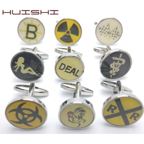 HUISHI Mens Silvery Novelty Cufflinks High Quality Fashion Mens Shirts Cufflink Free Shipping With 18 Kinds Of Designs Mens Gift