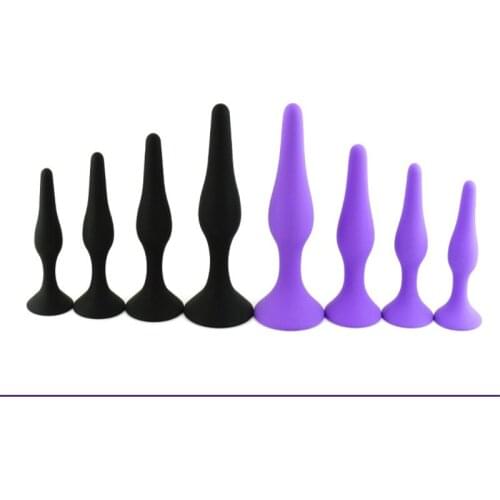 Sex Shop Purple and Black 4pcs/set 4Size Silicone Anal Plug Anal Massage Stimulate Insert Anus Male Gay Adult Game Sex Toys