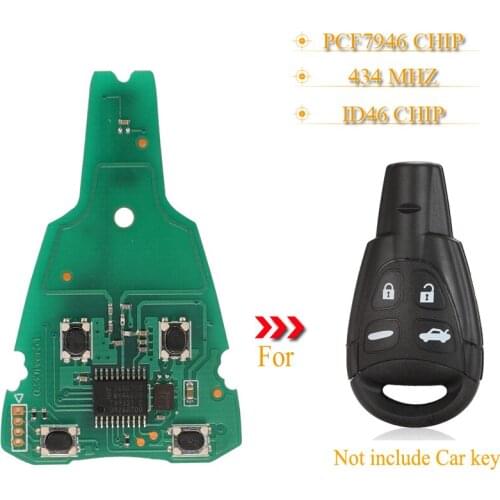 Kutery 10pcs/lot 4 Buttons Remote Car Key Circuit Board Fob 434Mhz ID46 Pcf7946 Chip For SAAB 9-3 9-5 2003-2010 LTQSAAM433TX