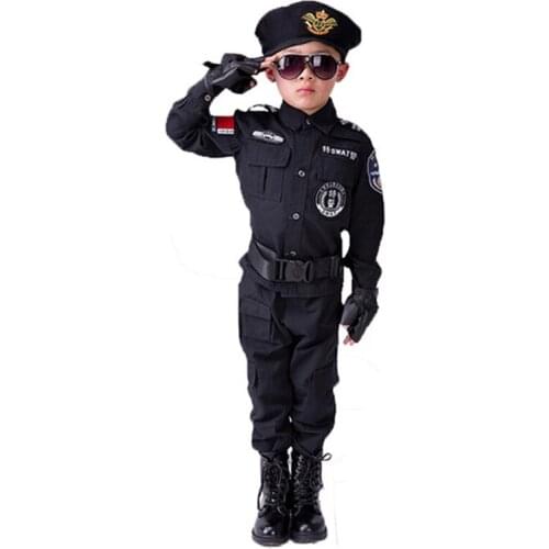 Boys Carnival Police Costumes Children Halloween Party Cosplay Clothing Childrens Day Special Policeman Uniform for Kids
