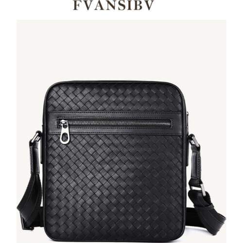 Leather Mens Shoulder Bag Brand Messenger Bag Handmade Woven Bag Business Casual Messenger Bag Soft Simple 2021 New Tide Brand