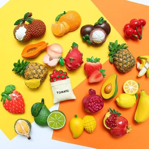 3D Cute Simulation Fruit Avocado Banana Magnetic Message Sticker Magnet Decoration Magnets Mango Pineapple Refrigerator Stickers