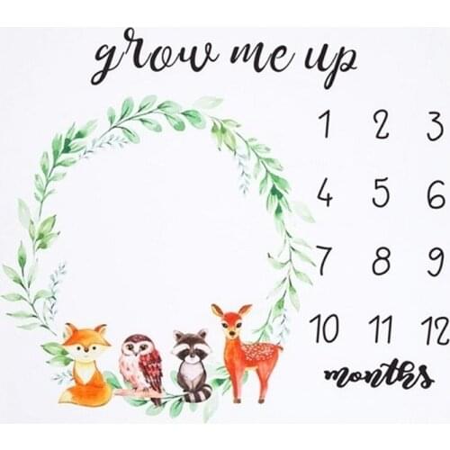 Cute Pattern Play Mat Baby Milestone Photo Commemoration Background Blanket Infant calendar Age Backdrop Cloth Photo Accessories