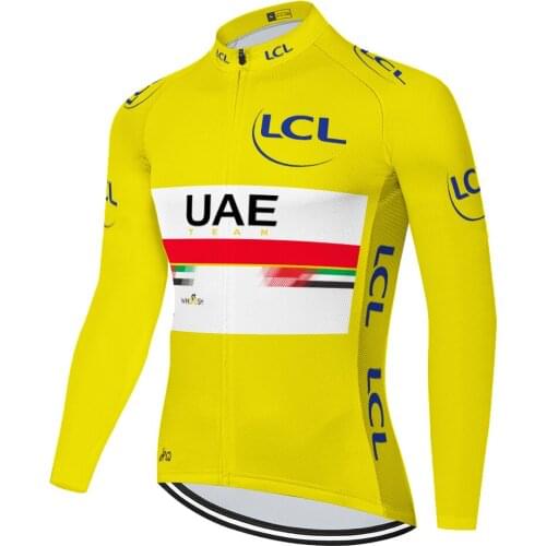 Team de france UAE maillot velo homme men long sleeve cycling jersey summer spring quick dry 2020 champion clothing