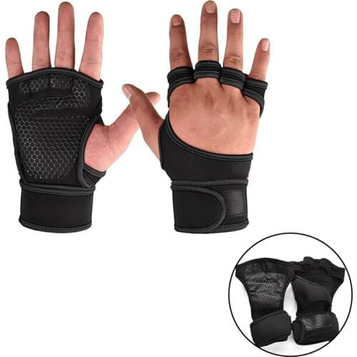 Men Weight Lifting Training Gloves Fitness Sports Body Building Gymnastics Grips Gym Hand Palm Wrist Protector Gloves Gym
