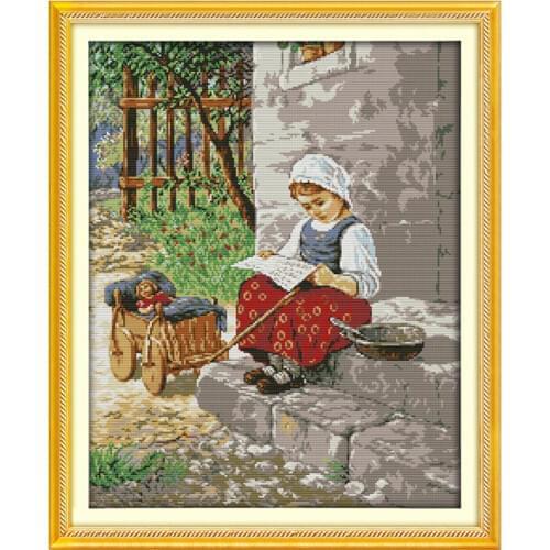 Peasant Girl Chinese Cross Stitch Kits Printed Canvas Embroidery Set 14CT 11CT DIY Handmade Needlework Craft Room Decor Painting