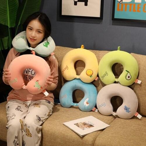 New Creative Cute Animal And Plant Plush Neck Pillow Kawaii Multicolor Soft Pillow Filling Lunch Break Sleep Pillow Holiday Gift