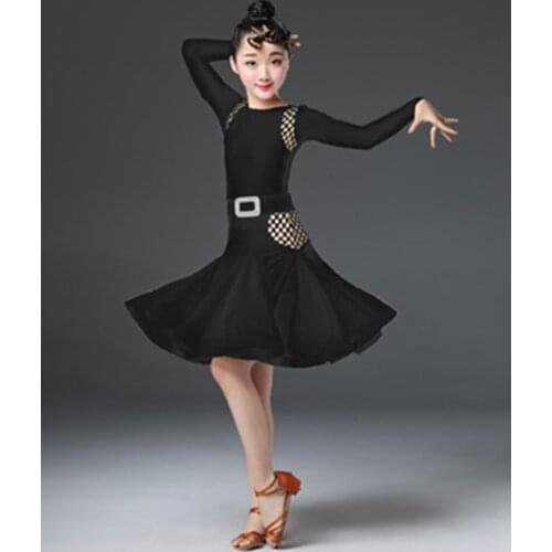 New black white Red latin dance dress for girls child latin dance competition dresses girls salsa latin dance costumes girls