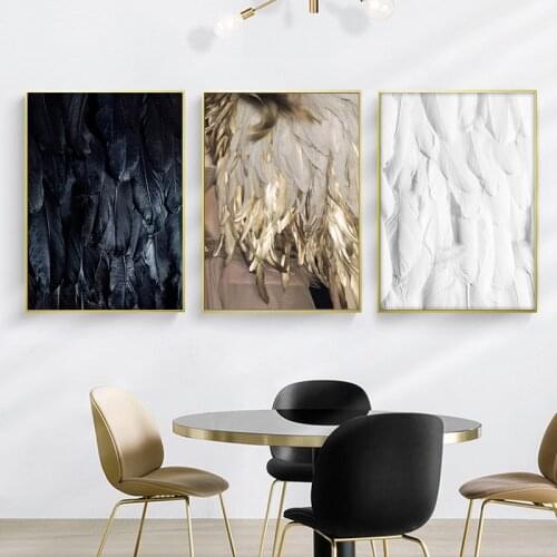 Feather Gold Color Lamp Poster Canvas Print Wall Nordic Minimalist Style Art Modular Living Room Bedroom Home Without Frame
