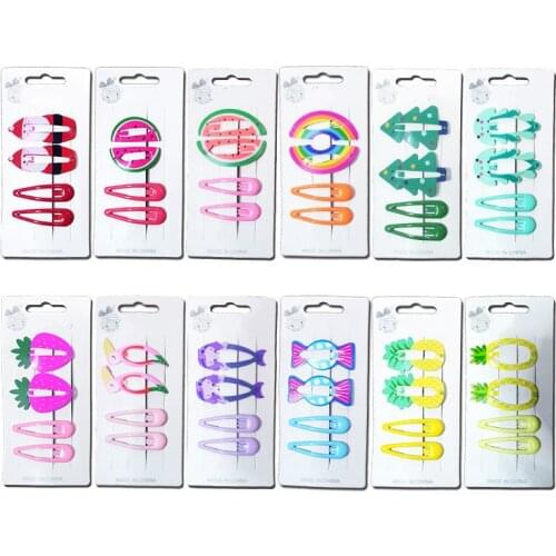 Mix Color Metal Hairgrip Girls Snap Hair Clips for Children Baby Hair Accessories Women Barrettes Clip Pins AG121601