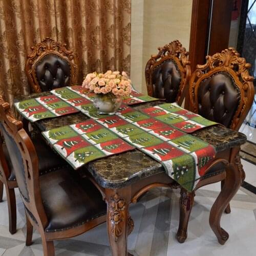 Christmas Tree Tablecloths Cotton Jacquard Table Runner Green Runners Table Flag Home Decoration chemin de table tafelloper