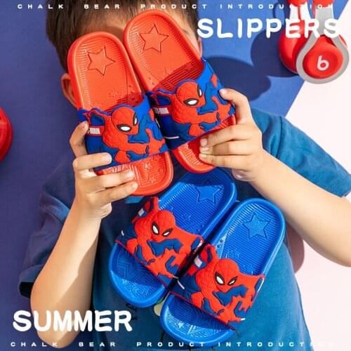 Childrens Slippers 2021 Disney New Cute Cartoon Ice Princess Slipper for Girls Spider-Man Slippers Big Child Size 24-39