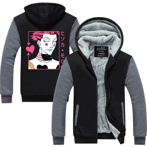 Hunter X Hunter Hisoka Hoodie Jacket Coat Winter Fleece Thick Warm Sweatshirts Long Sleeve Plus Size