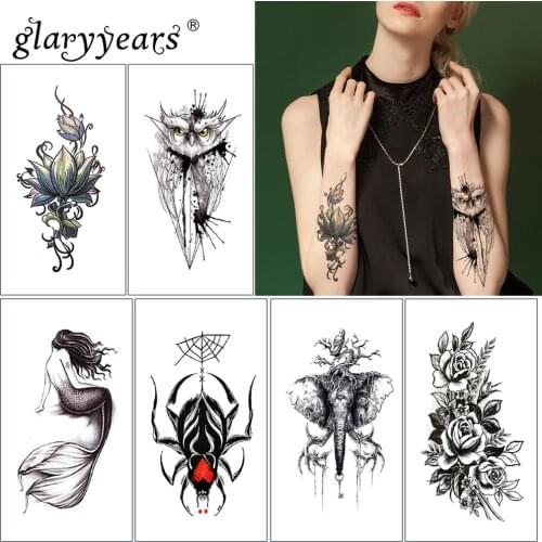 Glaryyears 1 Sheet Temporary Tattoo Sticker Flower And Animals Makeup Flash Waterproof Fashion Small Body Art Men Women