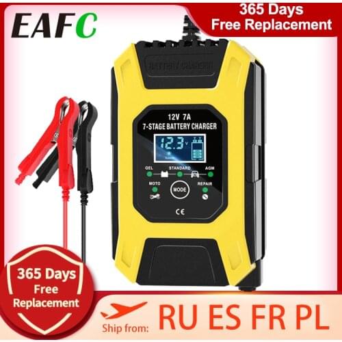 Car Battery Charging Unit Battery Charger 12V 7A 7-stage Intelligent Fast Power Charge Pulse Repair Chargers Wet Dry Lead Acid