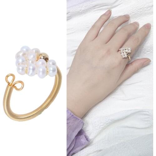 New Arrival Real Freshwater Pearl Ring Adjustable Finger Ring Free Size Ring Jewelry Women Female Girl Party Gift 10pcs/lot