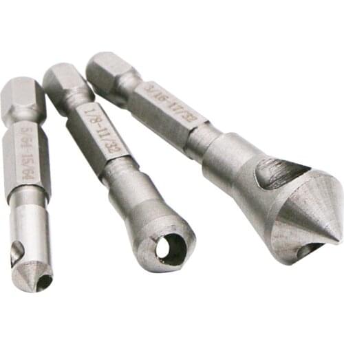 3Pcs 1/4 Hex Shank 90 Degree Countersink Bearing Steel Chisel Chamfering Machine Drill Bit Chisels Woodworking Tools h3