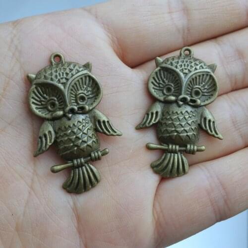 10 pieces / lot 24x42m Alloy Owl Findings charm pendants Antiqued bronze Necklace Bracelet accessories