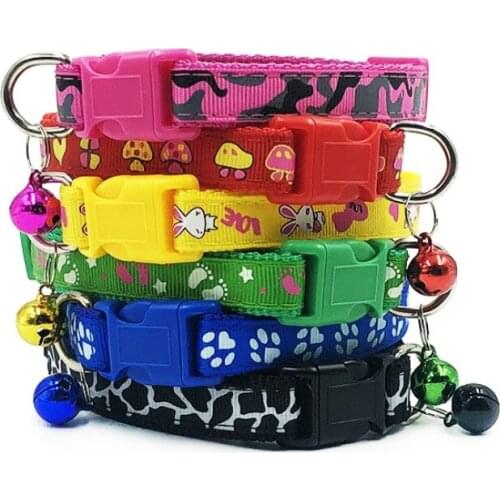 10pcs adjustable cat collar dog accessories pet dog mixed pattern small bell pet beauty products