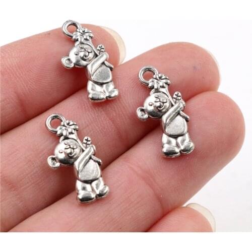 19x10mm 20pcs Antique Sliver Plated Cute Bear Handmade Charms Pendant:DIY for bracelet necklace-R5-38