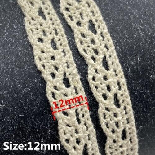 3Yards/lot 12mm Apparel Sewing Fabric Ivory Cream Trim Cotton Crocheted Lace Fabric Ribbon Handmade Accessori #06