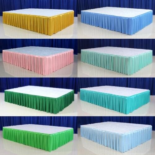 30cm high x 600 cm long ice silk wedding stage table skirt for table clothes decoration wedding table skirting for event party