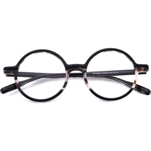 80144 Acetate Round Retro Glasses Frame Men Women Optical Fashion Computer Eyeglasses