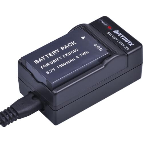 Batmax 1800mAh 1Pc FXDC02 Camera Battery+ Digital charger for Drift 72-011-00 FXDC02 CFXDC02 HD Ghost Ghost-S HD720 camera