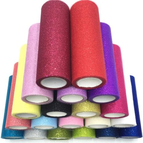 10 Yards Glitter Sheer Crystal Tulle Roll 15cm Flash Powder Spool Tutu Organza Laser DIY Tissue Tulle Craft Wedding Decoration