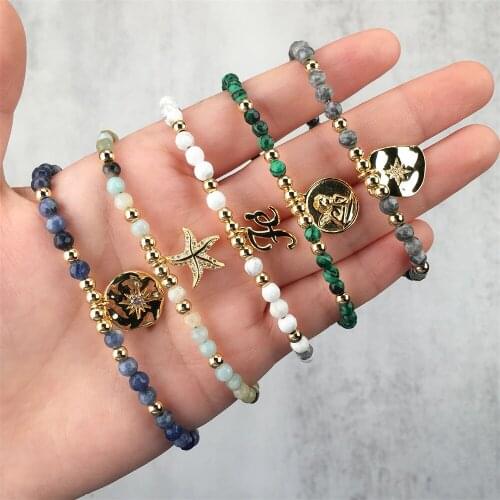 Semi-precious Diamond Bracelet Bead Hand Jewelry Matching Bracelets for Women Jewelry Anklet Pulseras Mujer Chain Charm