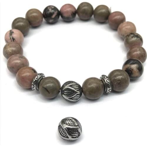 Retro Flower Bud Charms Beads 2mm Small Holes Charms 316L Stainless Steel Beads for DIY String Bracelets Jewelry Making