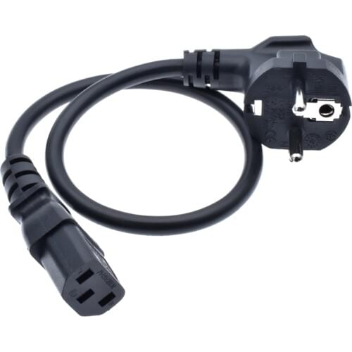 CEE7/7 to IEC C13 Power Cords, 10A, 250V, H05VV-F 0.75mm Cable ,Short Schuko to C13 Power cord,1ft/30cm