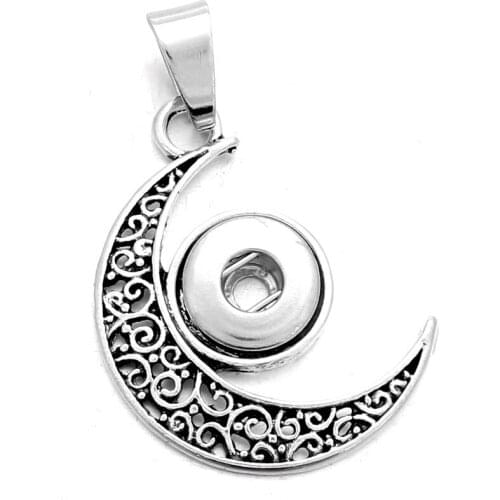 New Moon Pendant Necklace 12mm Snap Button Pendant Fit 12mm Snap Jewelry