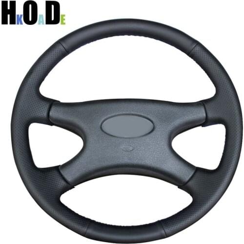 DIY Hand-stitched Steering Wheel Cover Black Artificial Leather Car Steering Wheel Cover for Lada Niva 2006-2017 2107 1997-2012